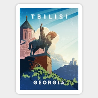 Tbilisi, Georgia - Retro travel minimalist poster Sticker